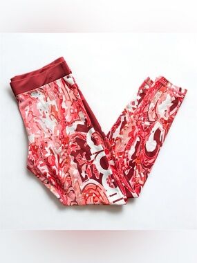 Aim'n Abstract Red & Pink Sculpt Performance Leggings | Size M